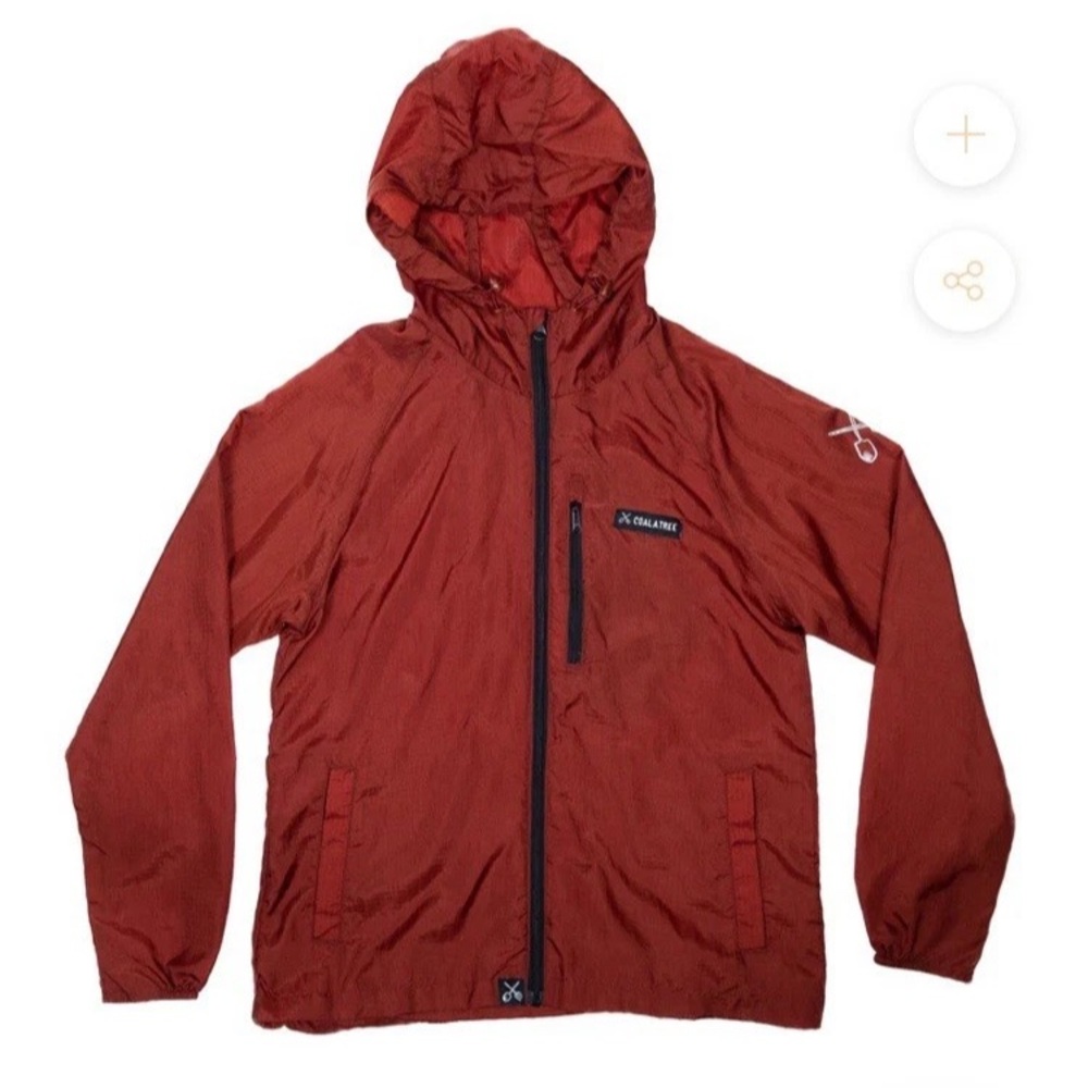CoalaTree Unisex Red Full Zip Hooded Whistler Windbreaker Jacket Sz XL Packable